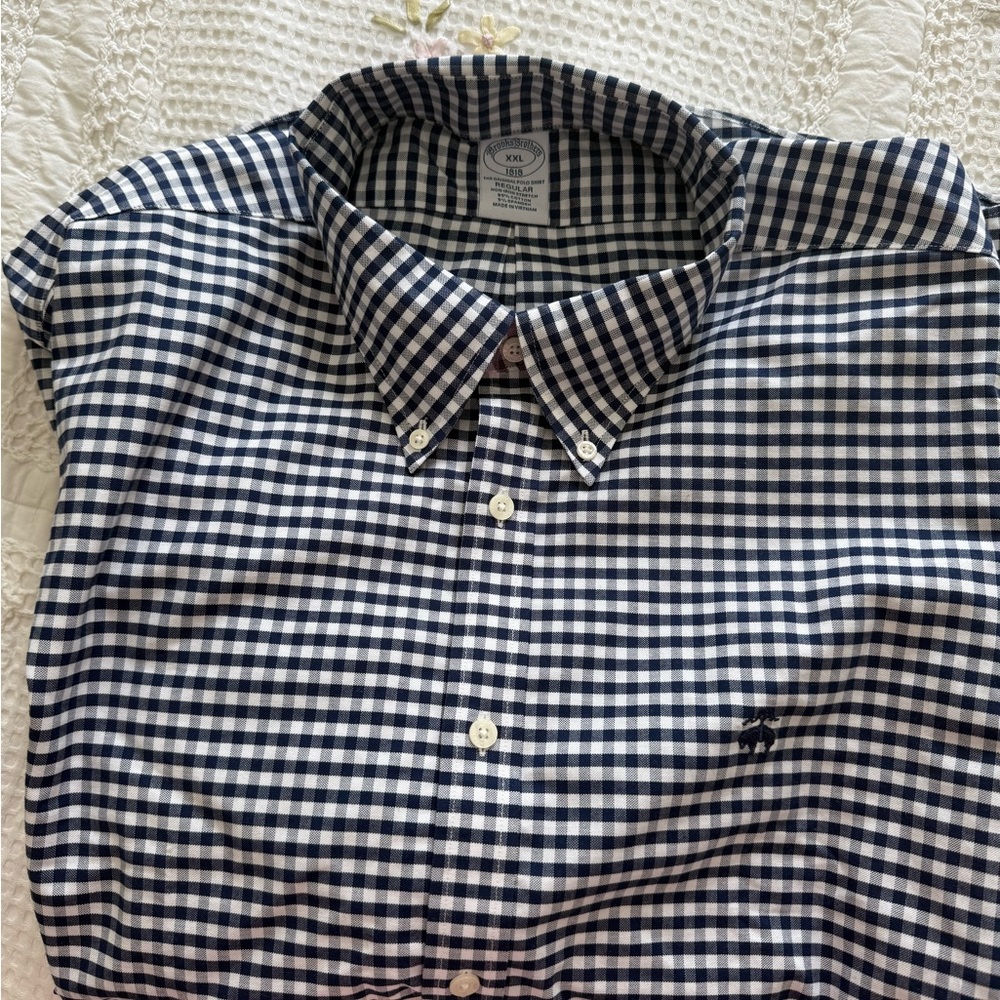 Brooks Brothers Blue and White Casual Button Down Shirt